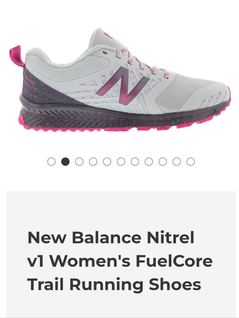new balance nitrel V1 trail running shoes Fuelcore Women's 9 Pink Gray Workout